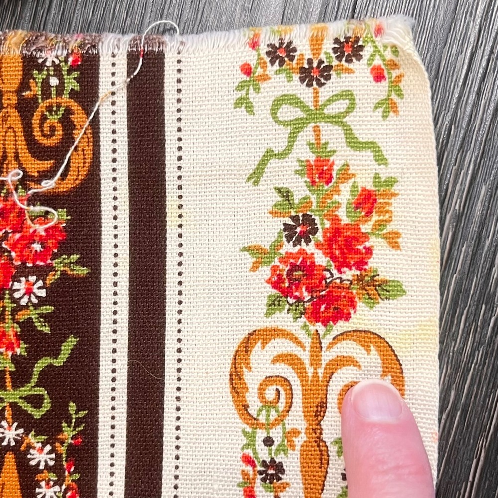 VTG Evelyn Peterson Floral Striped Fabric Americana MCM 2yds 75"x43" Canvas 70s - Picture 4 of 6